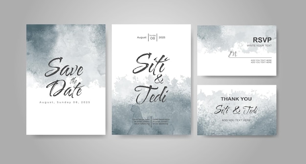 Invitación de boda con fondo de acuarela abstracta