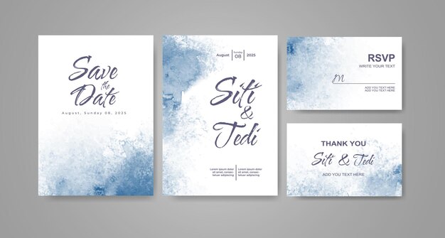 Invitación de boda con fondo de acuarela abstracta