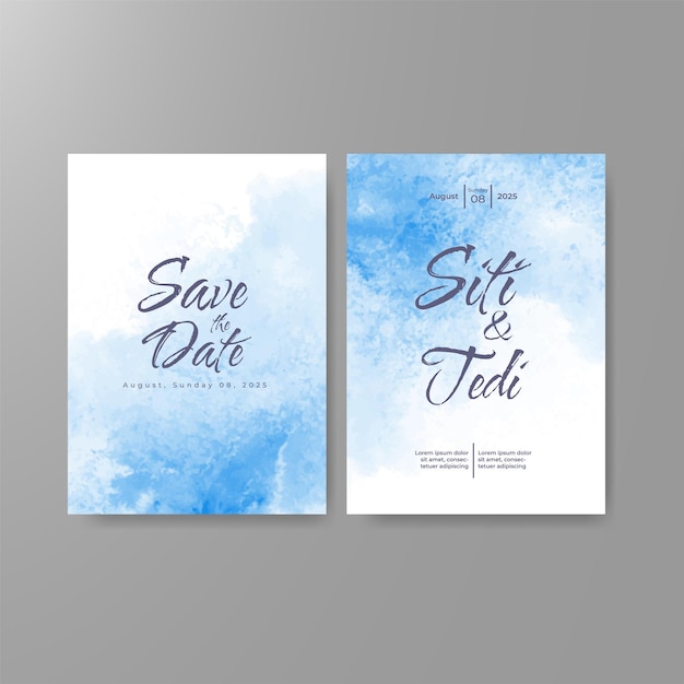 Invitación de boda con fondo de acuarela abstracta