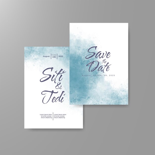 Invitación de boda con fondo de acuarela abstracta