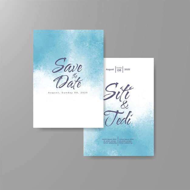 Invitación de boda con fondo de acuarela abstracta