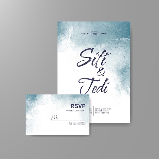 Invitación de boda con fondo de acuarela abstracta