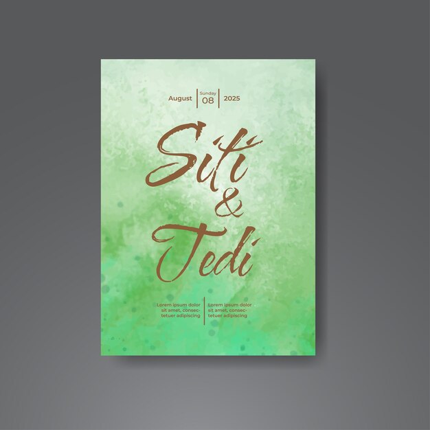 Invitación de boda con fondo de acuarela abstracta