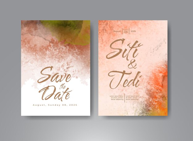 Invitación de boda con fondo de acuarela abstracta