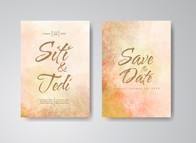 Invitación de boda con fondo de acuarela abstracta