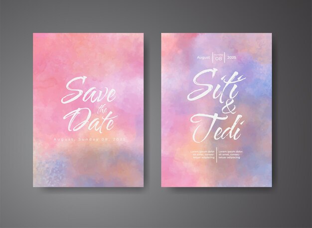 Invitación de boda con fondo de acuarela abstracta