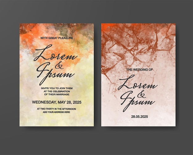 Invitación de boda con fondo de acuarela abstracta