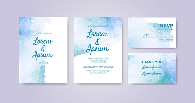 Invitación de boda con fondo de acuarela abstracta