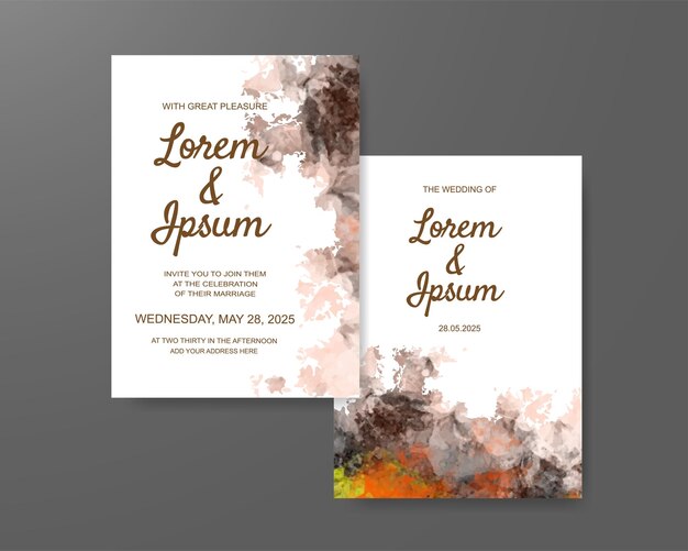 Invitación de boda con fondo de acuarela abstracta