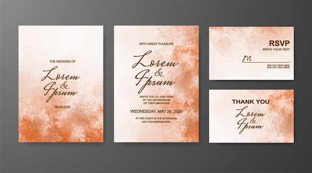 Invitación de boda con fondo de acuarela abstracta