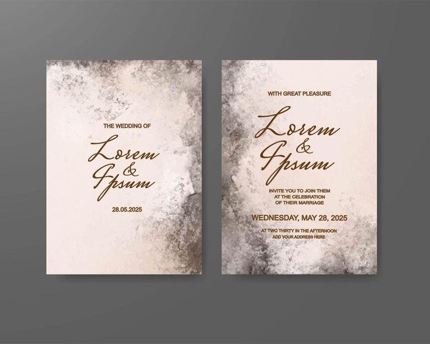 Invitación de boda con fondo de acuarela abstracta