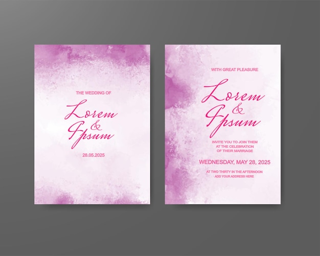 Invitación de boda con fondo de acuarela abstracta