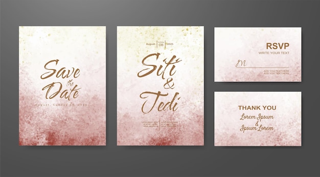 Invitación de boda con fondo de acuarela abstracta
