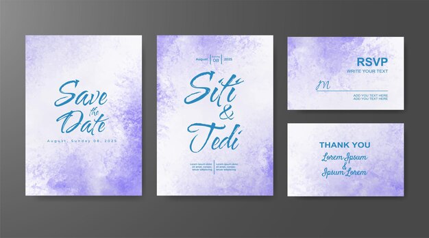 Invitación de boda con fondo de acuarela abstracta