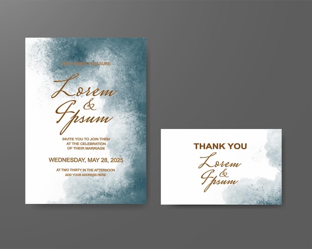 Invitación de boda con fondo de acuarela abstracta