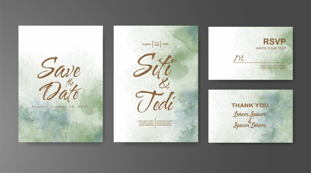 Invitación de boda con fondo de acuarela abstracta