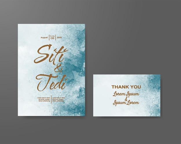 Invitación de boda con fondo de acuarela abstracta