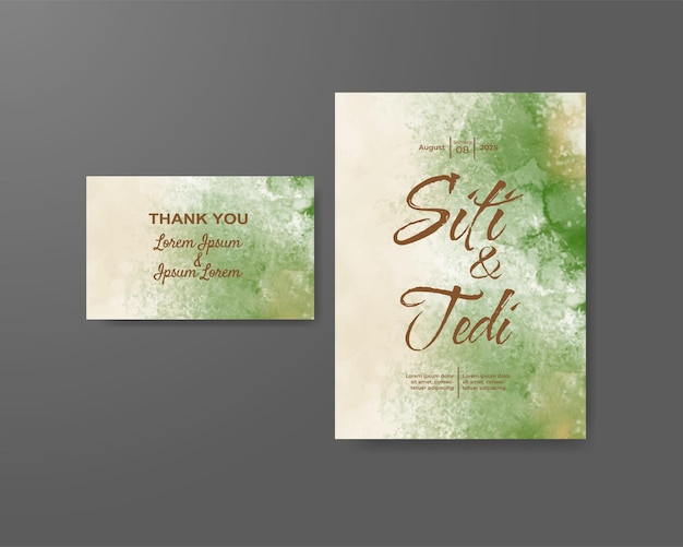 Invitación de boda con fondo de acuarela abstracta