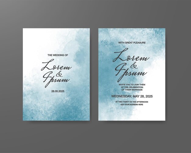 Invitación de boda con fondo de acuarela abstracta