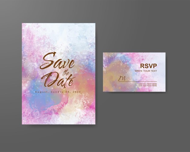 Invitación de boda con fondo de acuarela abstracta