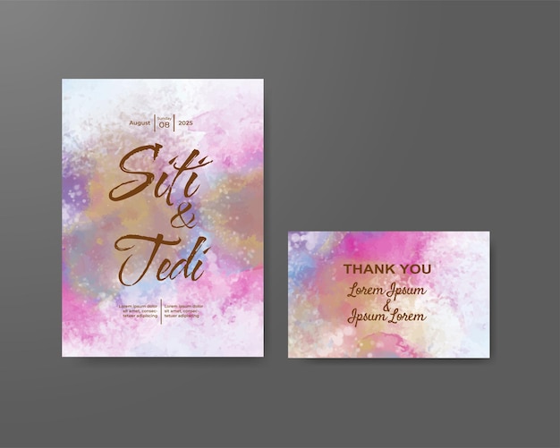 Invitación de boda con fondo de acuarela abstracta