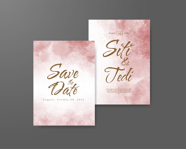Invitación de boda con fondo de acuarela abstracta