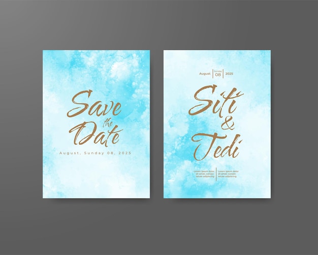 Invitación de boda con fondo de acuarela abstracta