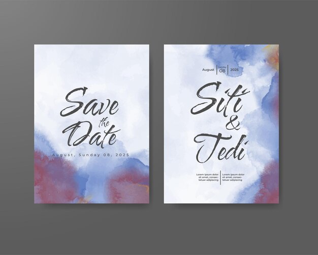 Invitación de boda con fondo de acuarela abstracta