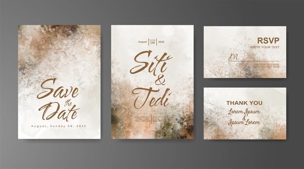 Invitación de boda con fondo de acuarela abstracta