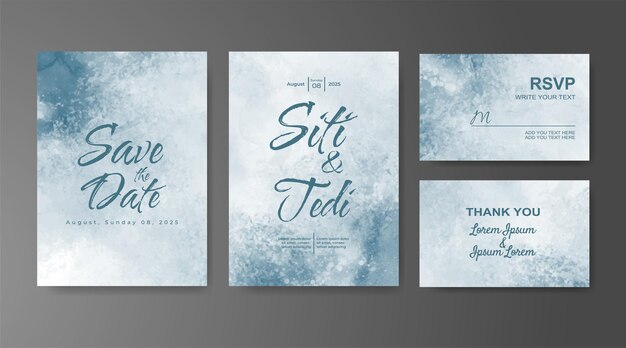 Invitación de boda con fondo de acuarela abstracta