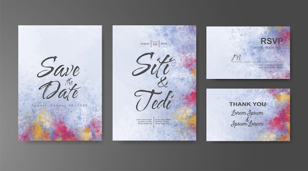 Invitación de boda con fondo de acuarela abstracta