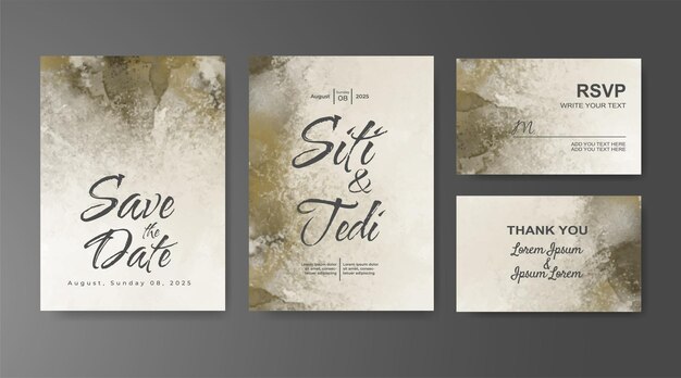 Invitación de boda con fondo de acuarela abstracta