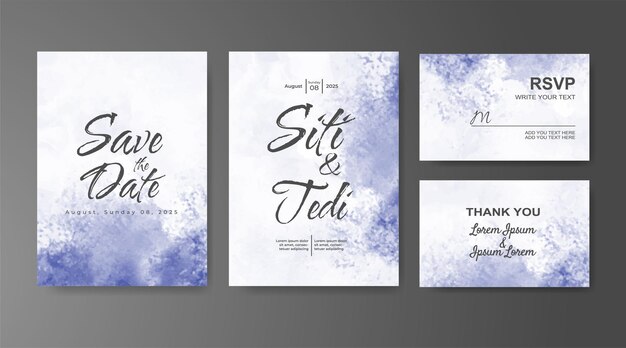 Invitación de boda con fondo de acuarela abstracta