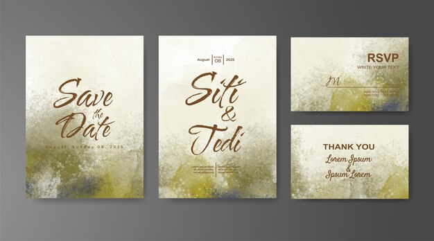 Invitación de boda con fondo de acuarela abstracta