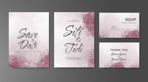 Invitación de boda con fondo de acuarela abstracta