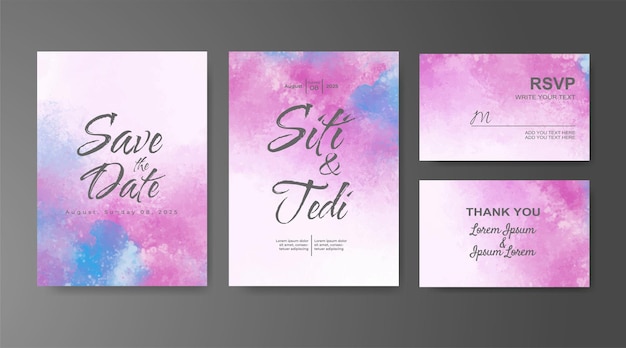 Invitación de boda con fondo de acuarela abstracta