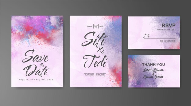 Invitación de boda con fondo de acuarela abstracta