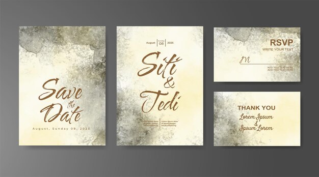 Invitación de boda con fondo de acuarela abstracta