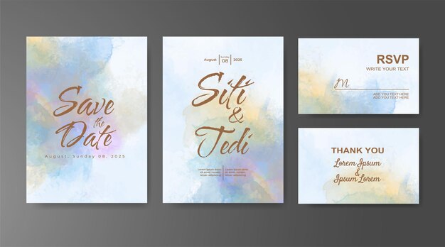 Invitación de boda con fondo de acuarela abstracta