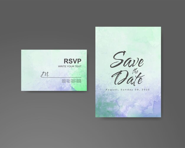 Invitación de boda con fondo de acuarela abstracta