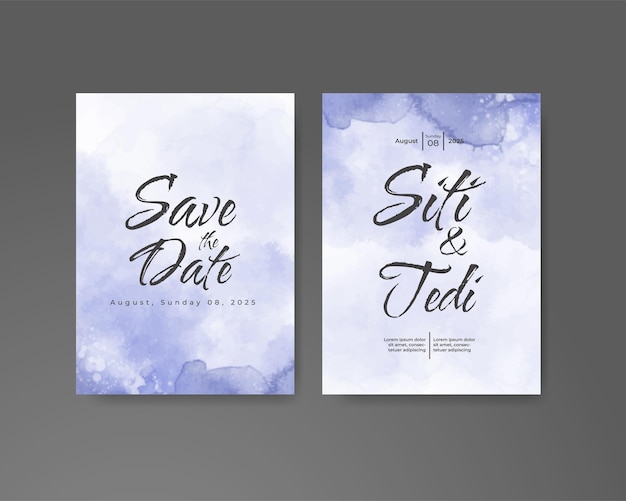Invitación de boda con fondo de acuarela abstracta
