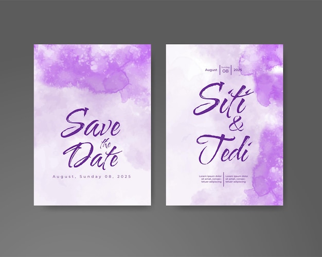 Invitación de boda con fondo de acuarela abstracta