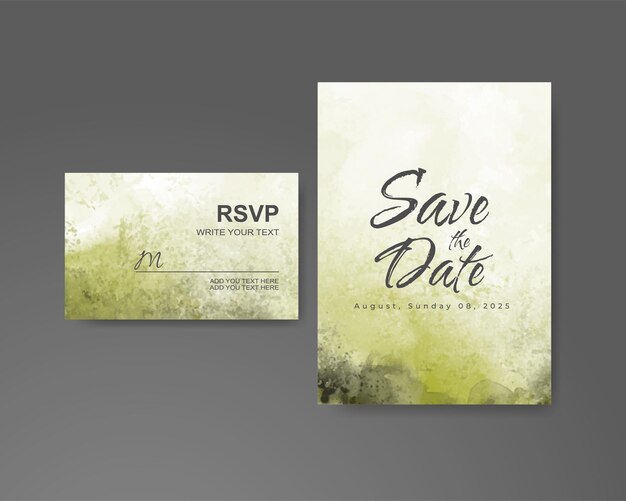 Invitación de boda con fondo de acuarela abstracta