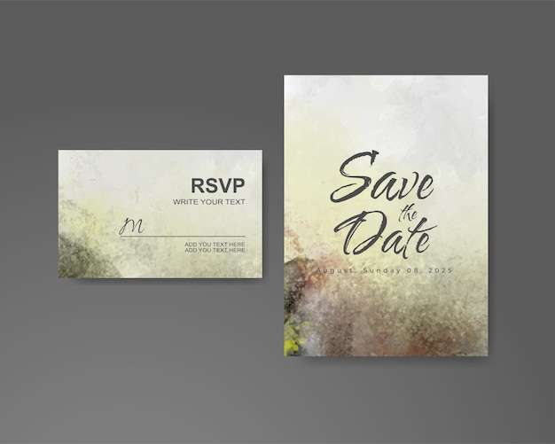 Invitación de boda con fondo de acuarela abstracta