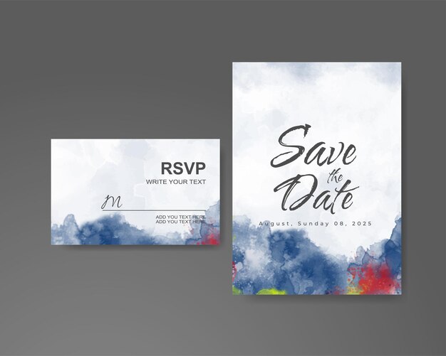 Invitación de boda con fondo de acuarela abstracta