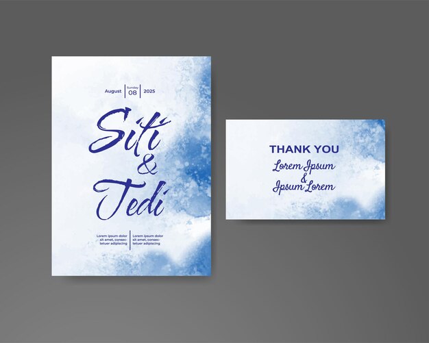Invitación de boda con fondo de acuarela abstracta