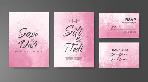 Invitación de boda con fondo de acuarela abstracta