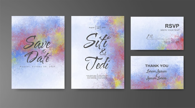 Invitación de boda con fondo de acuarela abstracta