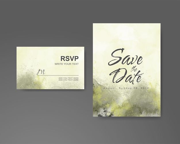 Invitación de boda con fondo de acuarela abstracta