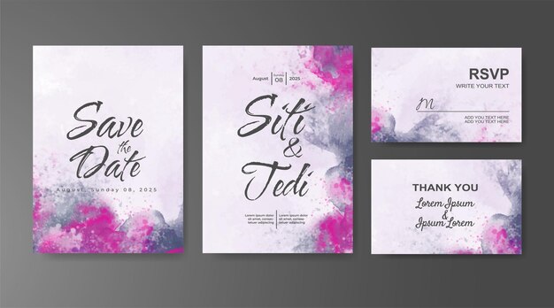 Invitación de boda con fondo de acuarela abstracta